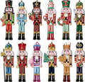12PCS Wooden Nutcracker Decorative Set – Christmas Ornaments for Home Decor, Parties & Holiday Gifts