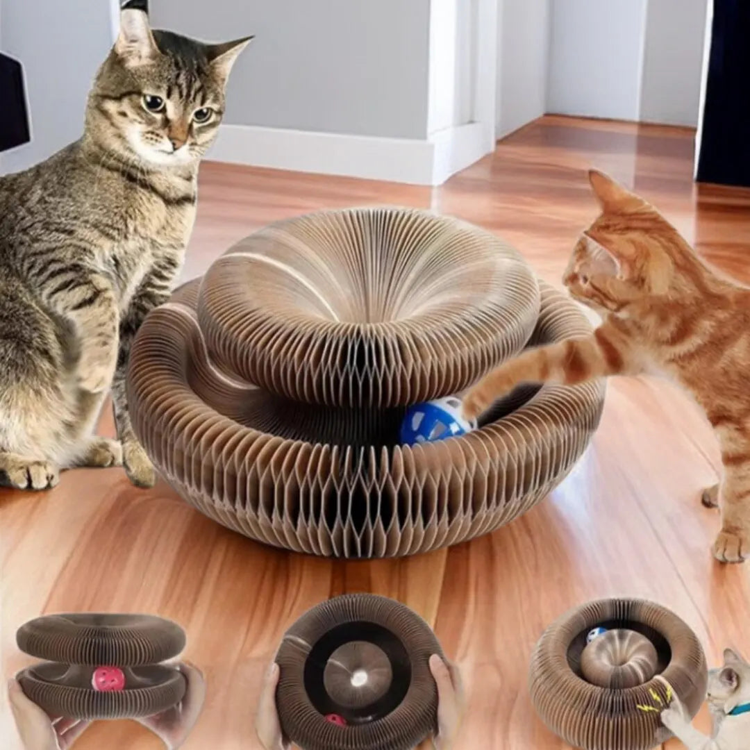 Cat Scratching Board - Round Corrugated Toy with Ball Track