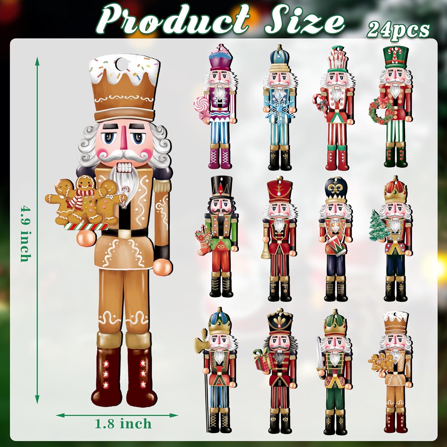 12PCS Wooden Nutcracker Decorative Set – Christmas Ornaments for Home Decor, Parties & Holiday Gifts