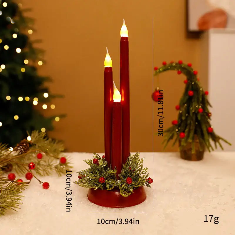 LED Christmas Candle - Flameless Flickering Holiday Decor