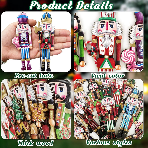 12PCS Wooden Nutcracker Decorative Set – Christmas Ornaments for Home Decor, Parties & Holiday Gifts