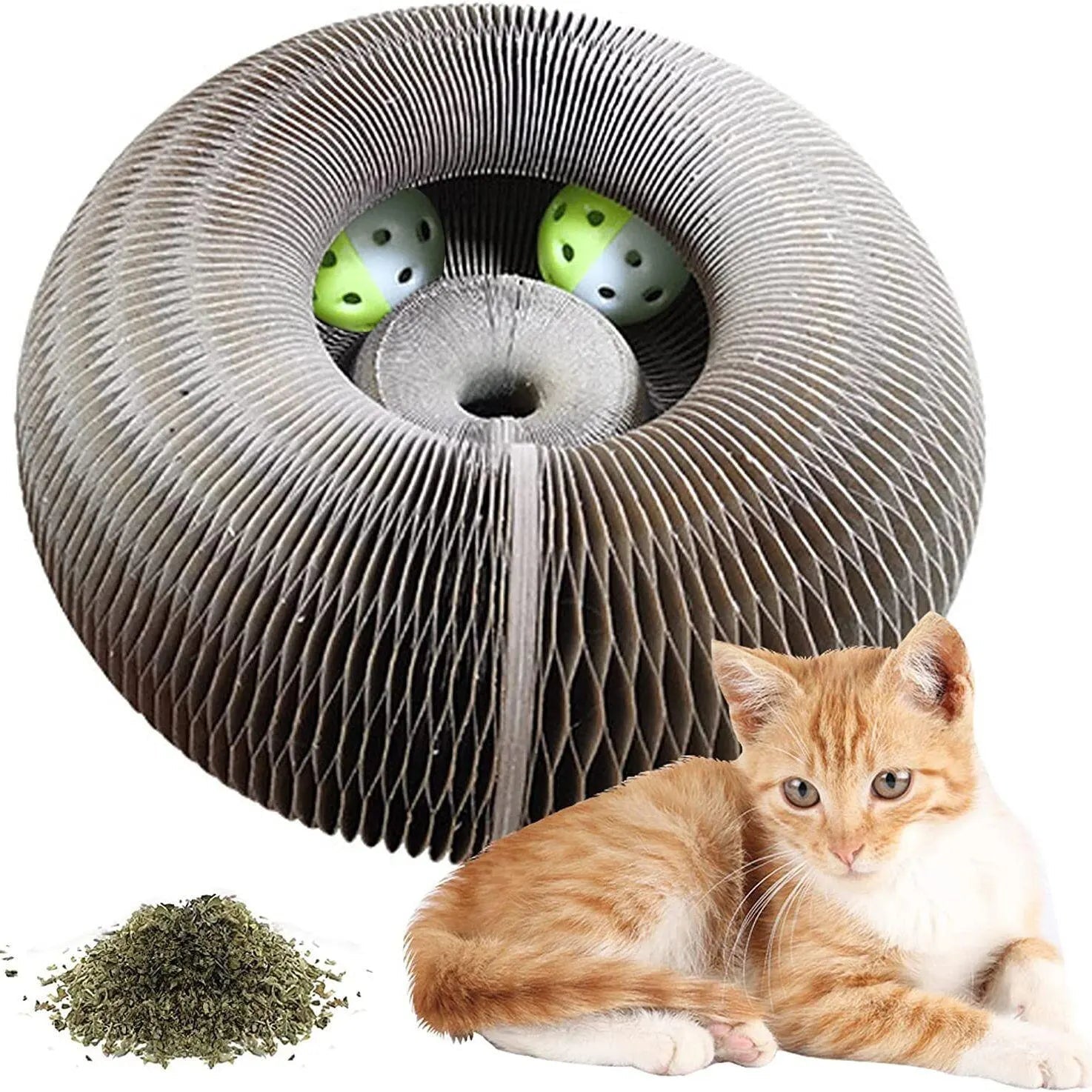 Cat Scratching Board - Round Corrugated Toy with Ball Track