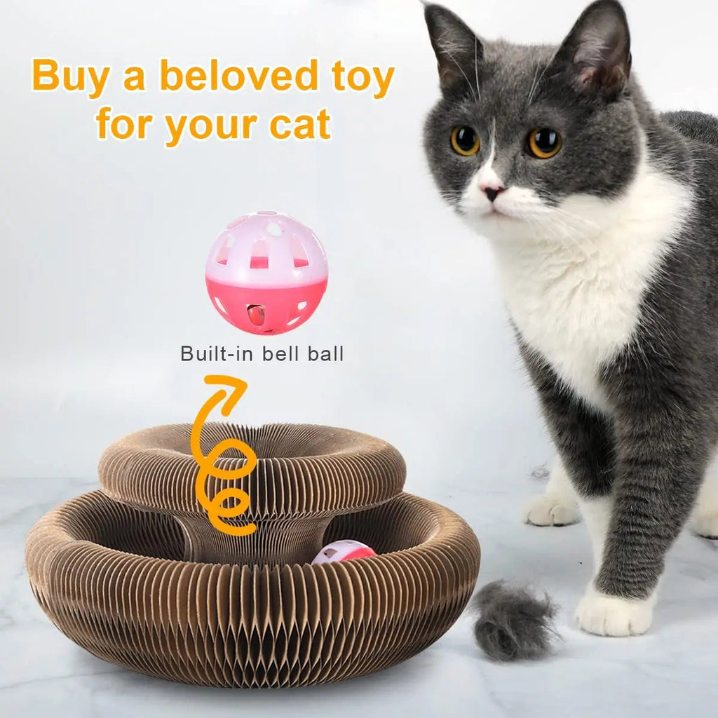 Cat Scratching Board - Round Corrugated Toy with Ball Track