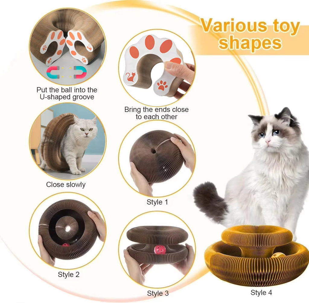 Cat Scratching Board - Round Corrugated Toy with Ball Track