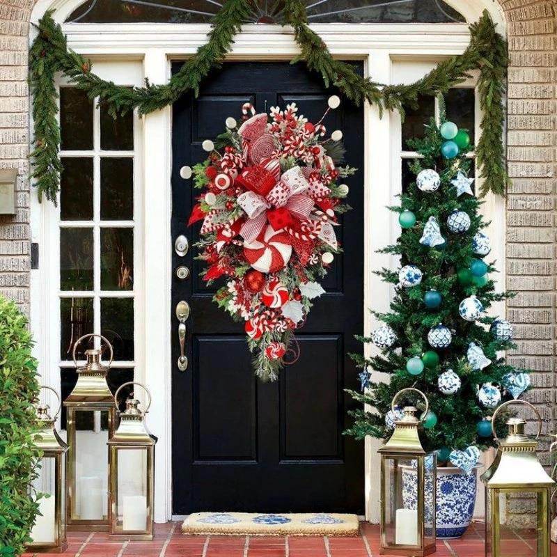 Christmas Wreath - Candy Cane Garland Door Decoration
