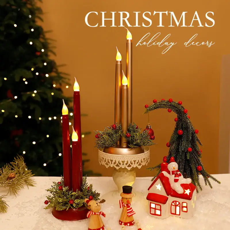 LED Christmas Candle - Flameless Flickering Holiday Decor