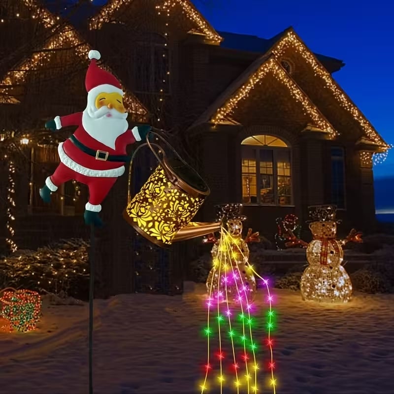 Solar Kettle String Lights - LED Christmas Lights with Santa Claus Design for Outdoor Garden