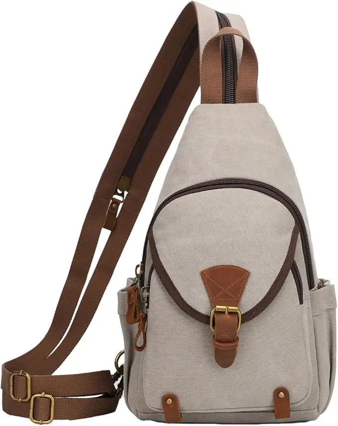 Canvas Sling Bag - Convertible Crossbody Chest Pack for Travel