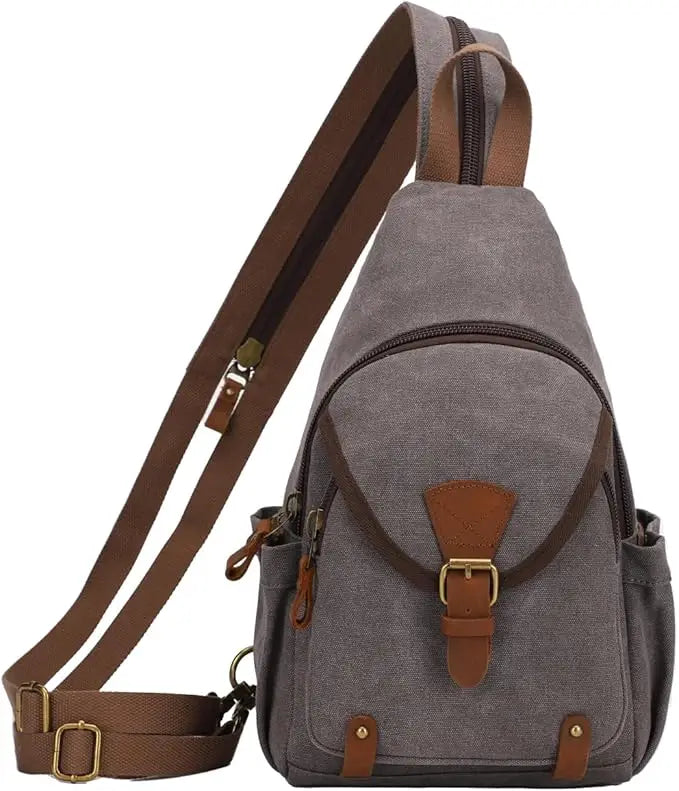 Canvas Sling Bag - Convertible Crossbody Chest Pack for Travel