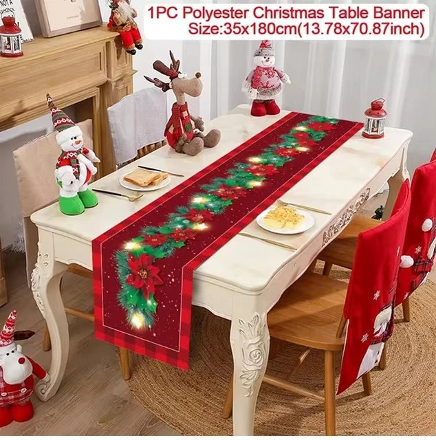 Christmas Table Runner - Merry Christmas Decorations Tablecloth 2024