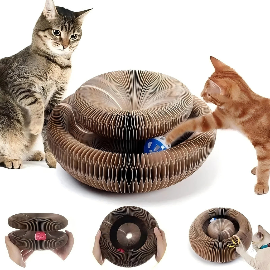 Cat Scratching Board - Round Corrugated Toy with Ball Track
