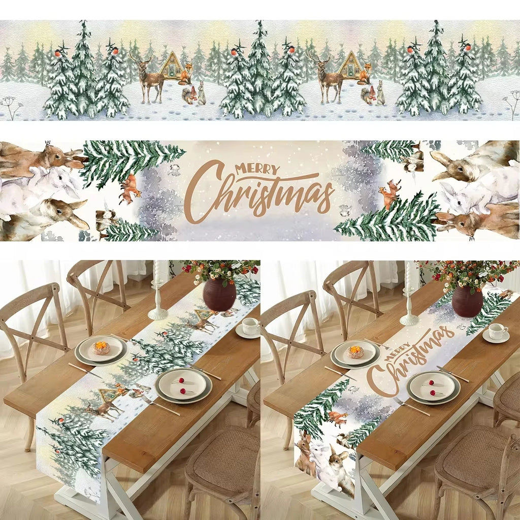 Christmas Table Runner - Merry Christmas Decorations Tablecloth 2024