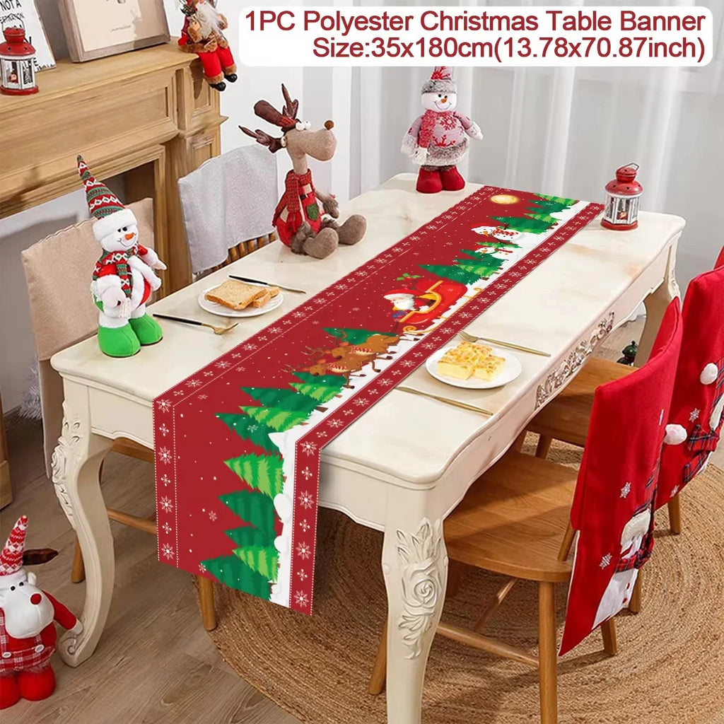 Christmas Table Runner - Merry Christmas Decorations Tablecloth 2024