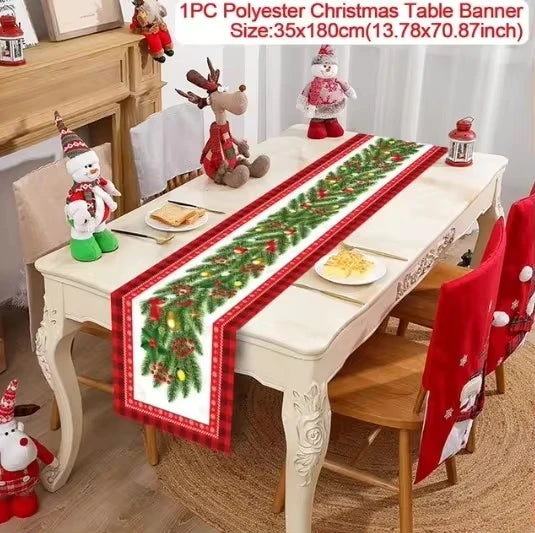 Christmas Table Runner - Merry Christmas Decorations Tablecloth 2024