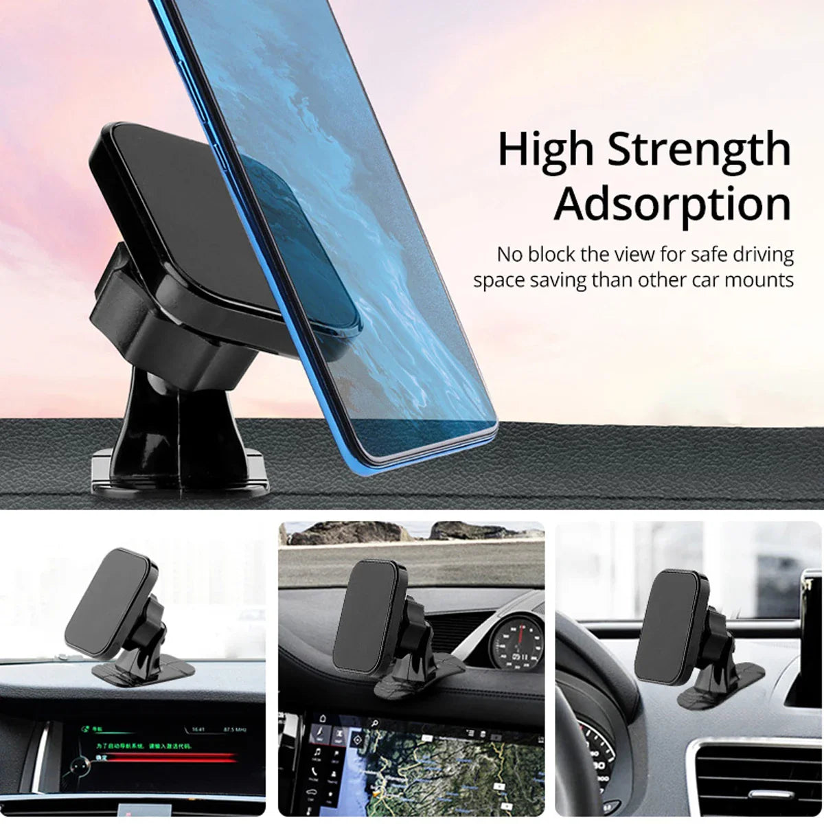 360° Magnetic Car Phone Holder - Universal Dashboard & Vent Mount