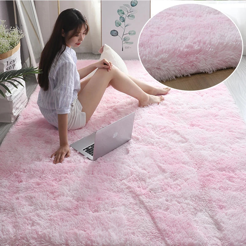 RainbowCloud Plush Rug – Soft, Fluffy & Vibrant!