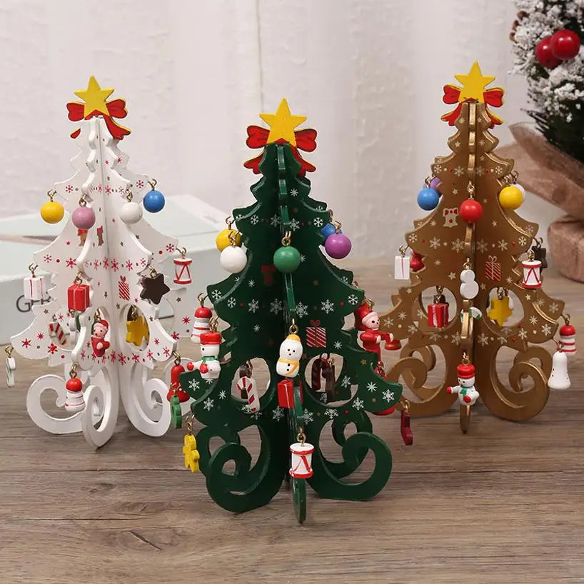Wooden Christmas Tree Ornament - Creative Desktop Holiday Decor