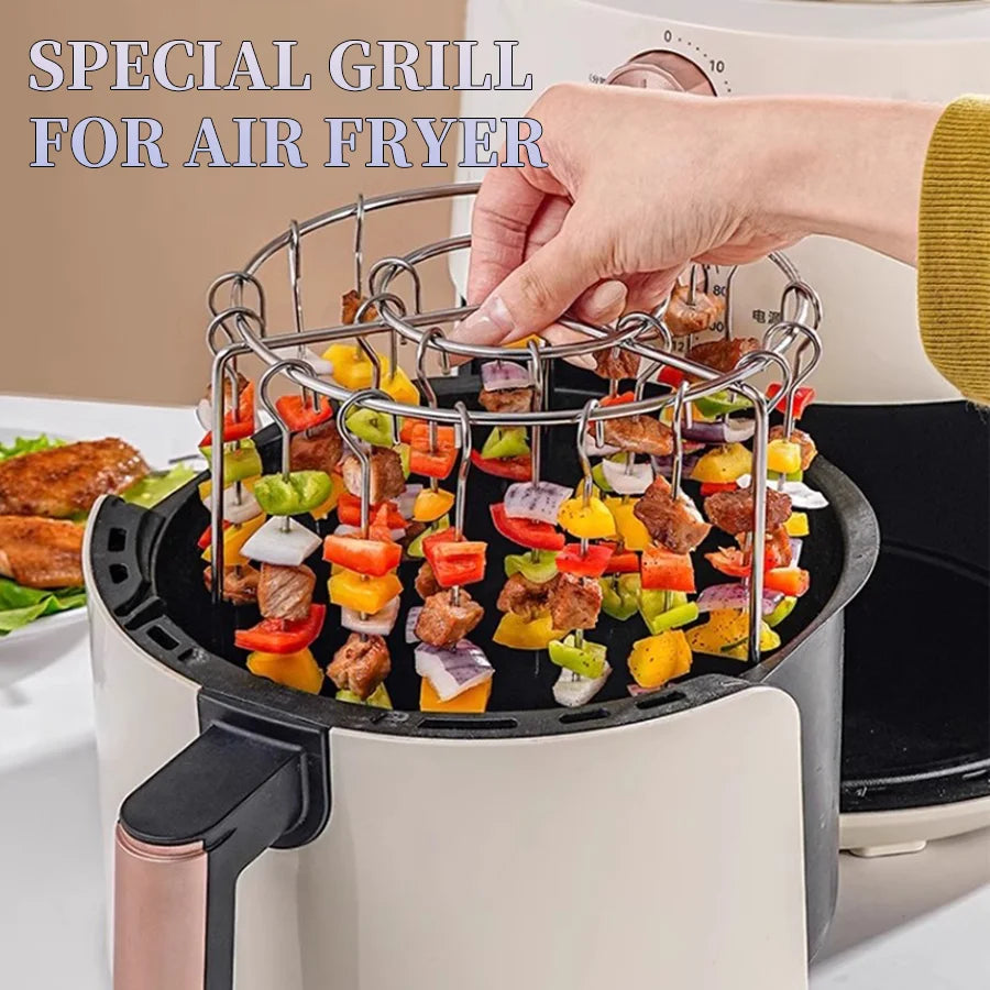 3-in-1 Air Fryer Grill – Vertical Kebab & BBQ, Oil-Free Cooking!