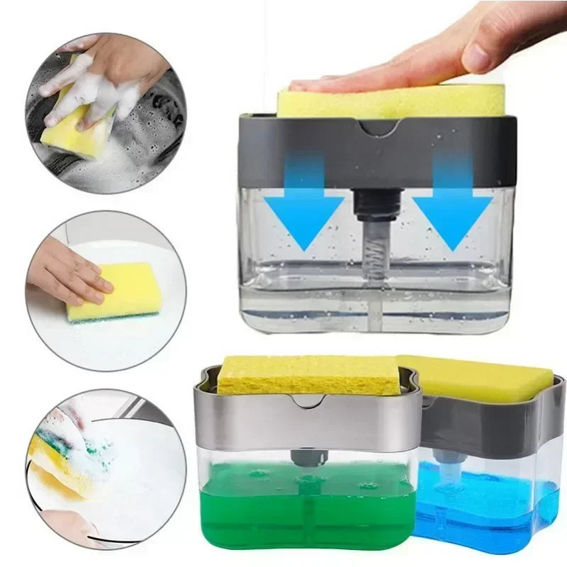 Automatic Soap Dispenser with Sponge Holder - 2-in-1 Kitchen Dish Soap Pump & Organizer