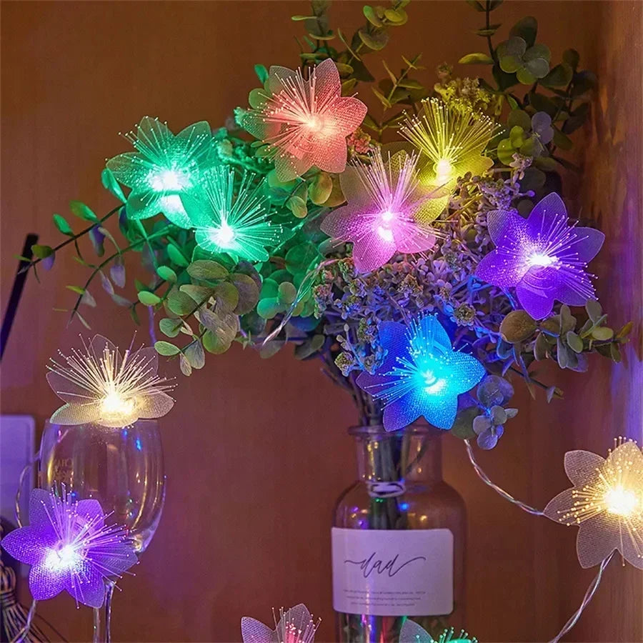 LED Fiber Optic Fairy Lights - Christmas Garland with Flowers 2M/3M