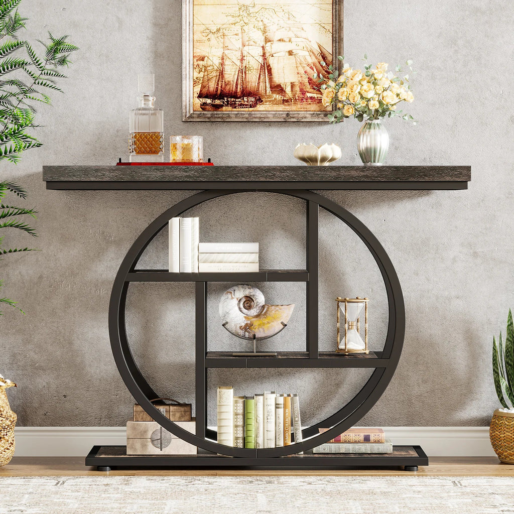 4-Tier Console Table - 41.3" Industrial Entryway Table for Living Room & Hallway