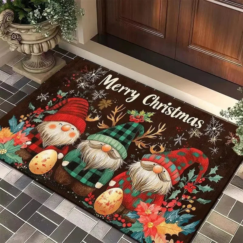 Christmas Door Mat - Merry Christmas Printed Welcome Mat for Indoor & Outdoor Entryway