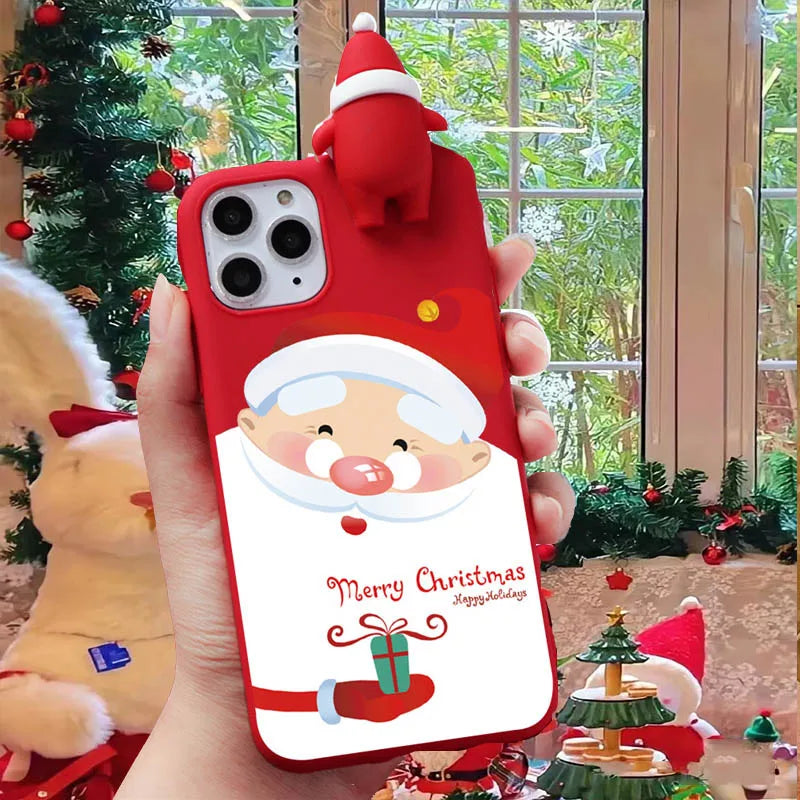 3D Christmas iPhone Case - Santa Claus Bear Reindeer Soft TPU Cover