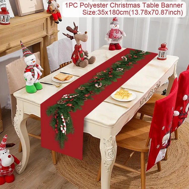 Christmas Table Runner - Merry Christmas Decorations Tablecloth 2024
