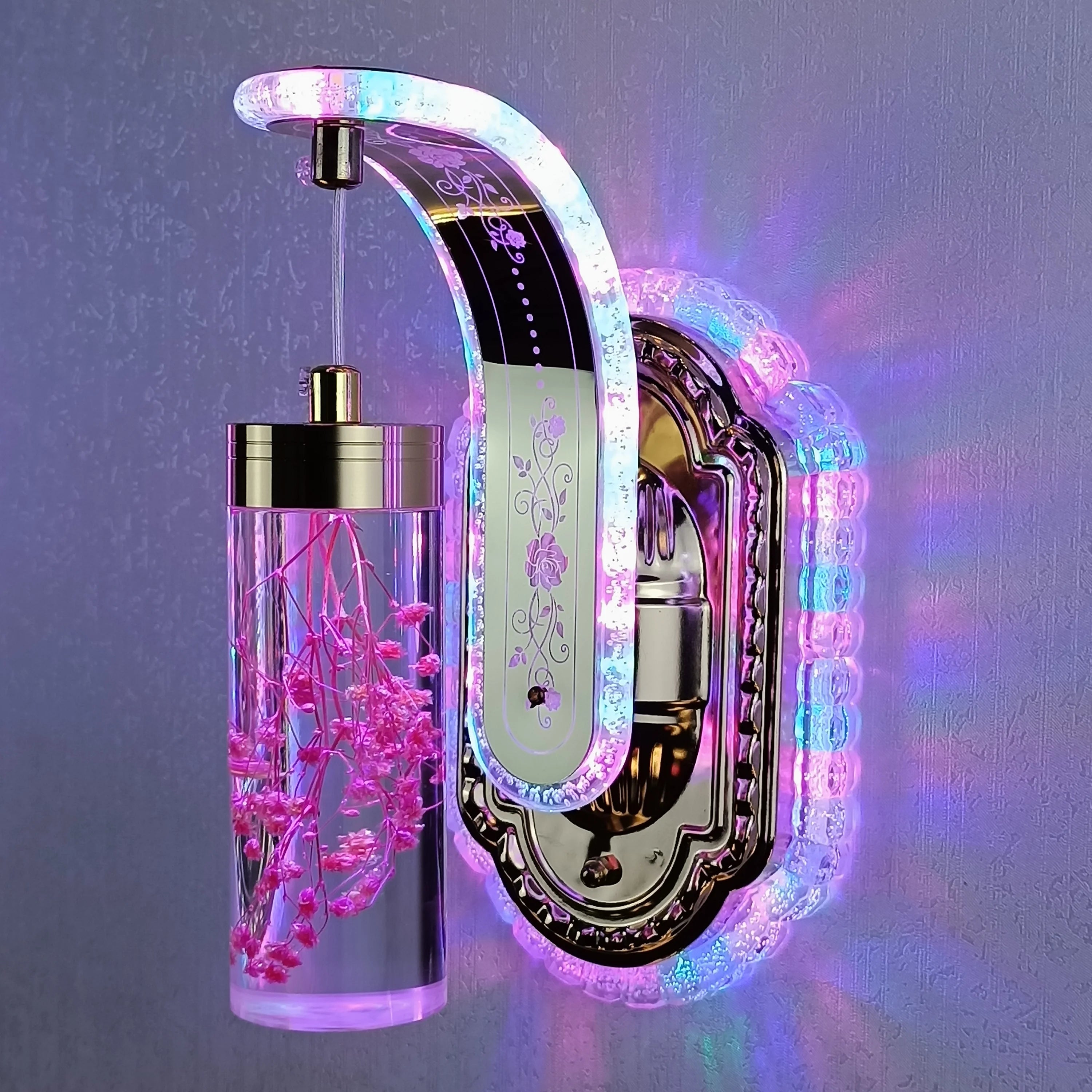 Amber Flower Table Lamp - LED Night Light with Adjustable Brightness for Bedroom & Living Room