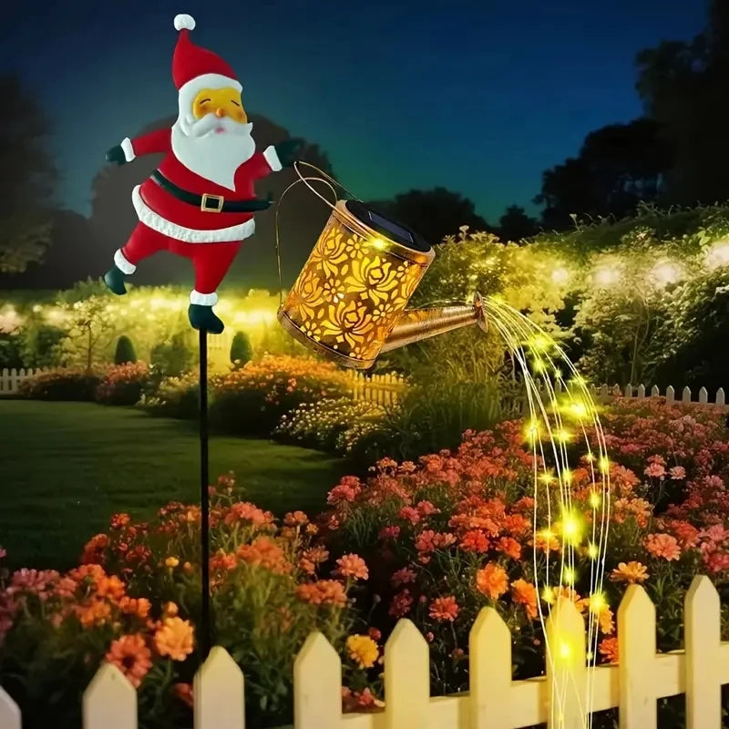 Solar Kettle String Lights - LED Christmas Lights with Santa Claus Design for Outdoor Garden