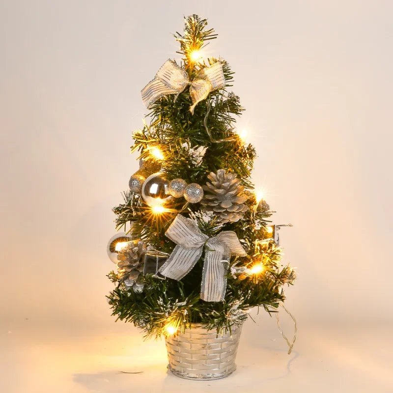 Mini LED Christmas Tree - 40cm Pre-Lit Tabletop Tree for Desk, Office & Small Spaces