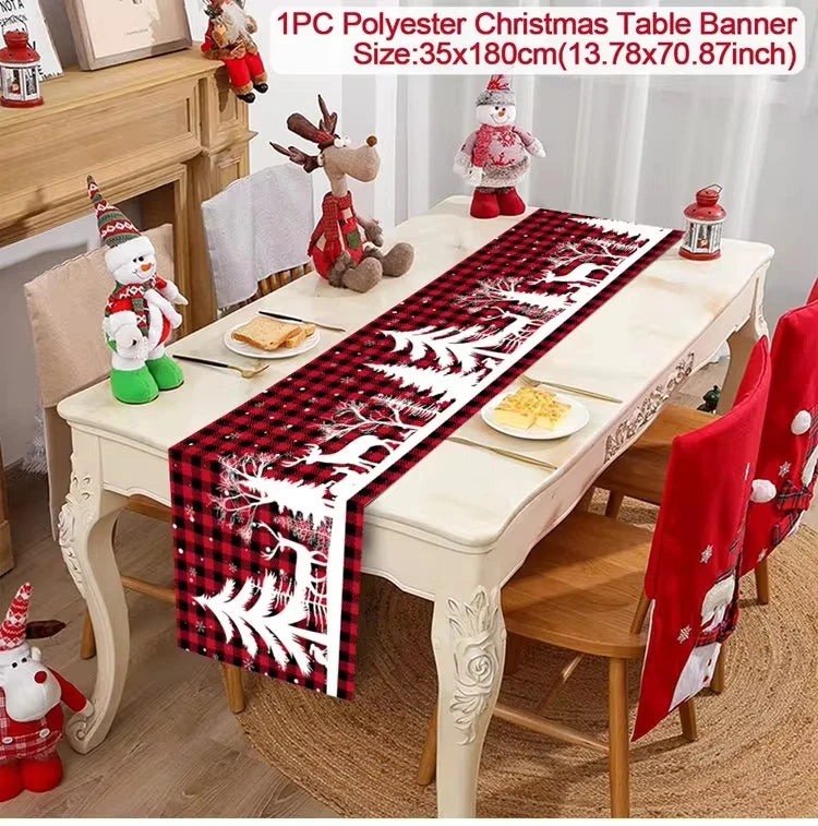 Christmas Table Runner - Merry Christmas Decorations Tablecloth 2024