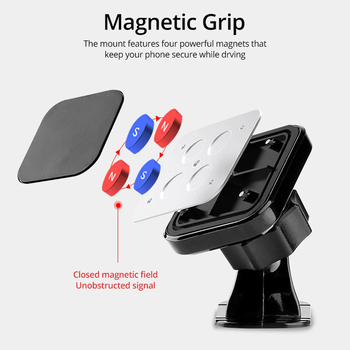 360° Magnetic Car Phone Holder - Universal Dashboard & Vent Mount