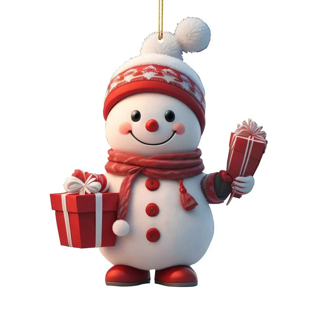 Christmas Car Hanging Ornament - Cartoon Snowman Deer Pendant Decoration