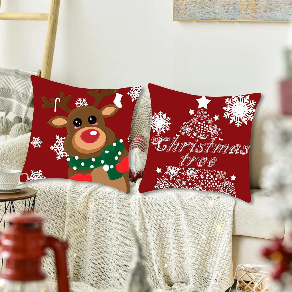 Christmas Pillow Cover - Santa Claus Holiday Throw Pillow Case