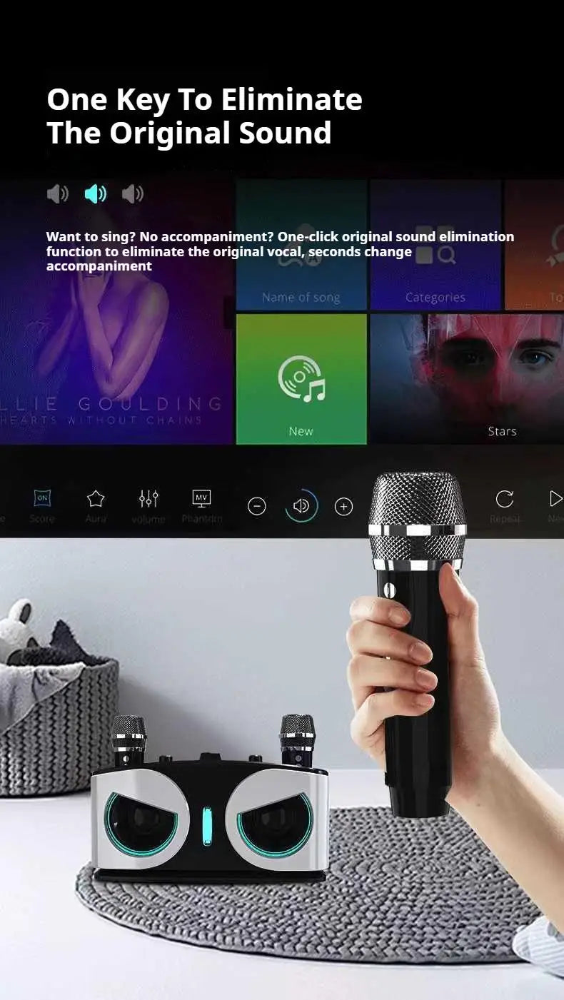 20W Wireless Bluetooth Speaker - Dual Microphones for Karaoke & Parties