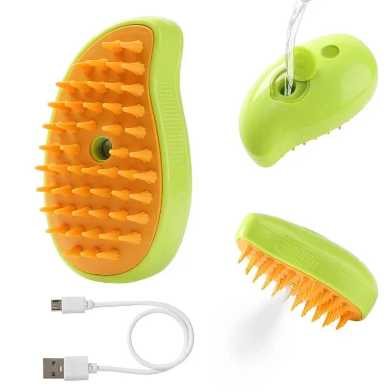3-in-1 Electric Pet Brush - USB Rechargeable with Steam & Massage for Dogs & Cats