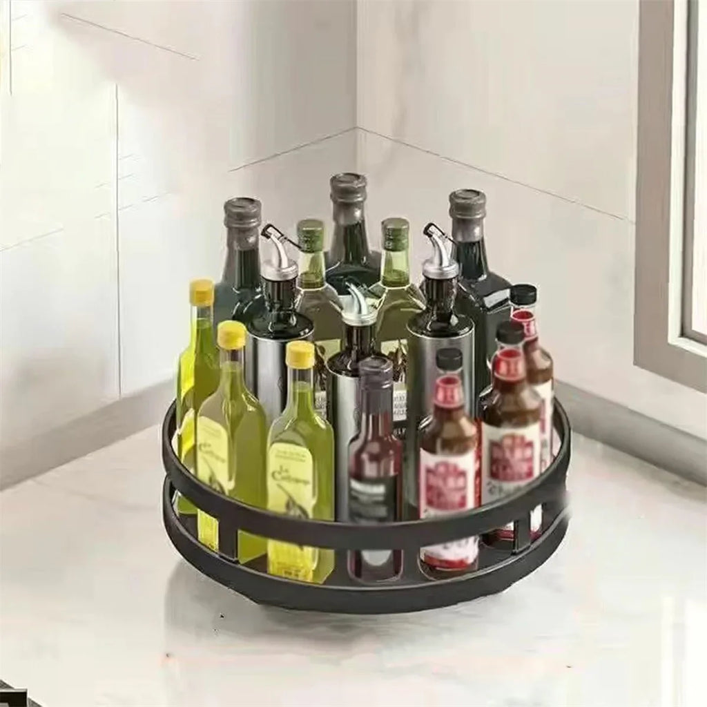 2-Tier Rotatable Kitchen Storage Rack - 360° Lazy Susan Organizer for Countertops & Cabinets