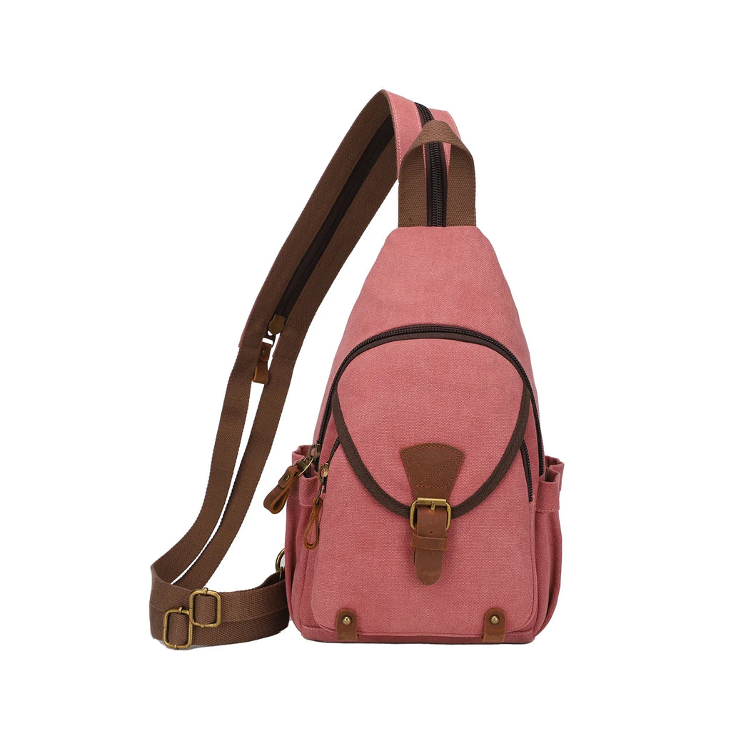 Canvas Sling Bag - Convertible Crossbody Chest Pack for Travel