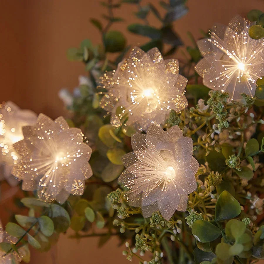LED Fiber Optic Fairy Lights - Christmas Garland with Flowers 2M/3M