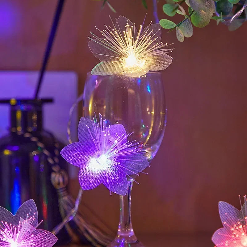 LED Fiber Optic Fairy Lights - Christmas Garland with Flowers 2M/3M