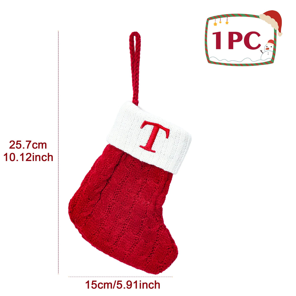 Christmas Stocking Ornaments - Knit Snowflake Socks for Tree & Fireplace Decor