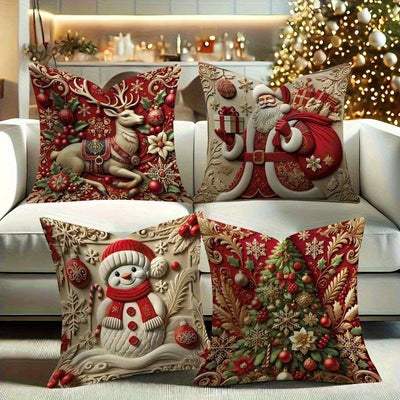 Christmas Pillow Cover - Santa Claus Holiday Throw Pillow Case