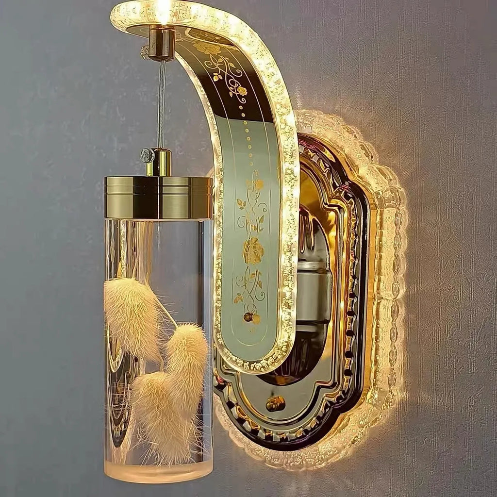 Amber Flower Table Lamp - LED Night Light with Adjustable Brightness for Bedroom & Living Room