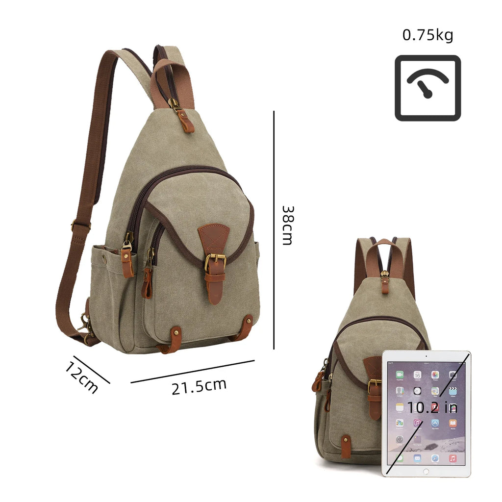 Canvas Sling Bag - Convertible Crossbody Chest Pack for Travel