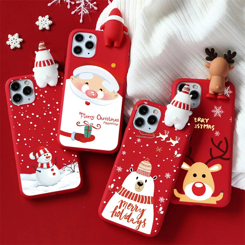 3D Christmas iPhone Case - Santa Claus Bear Reindeer Soft TPU Cover