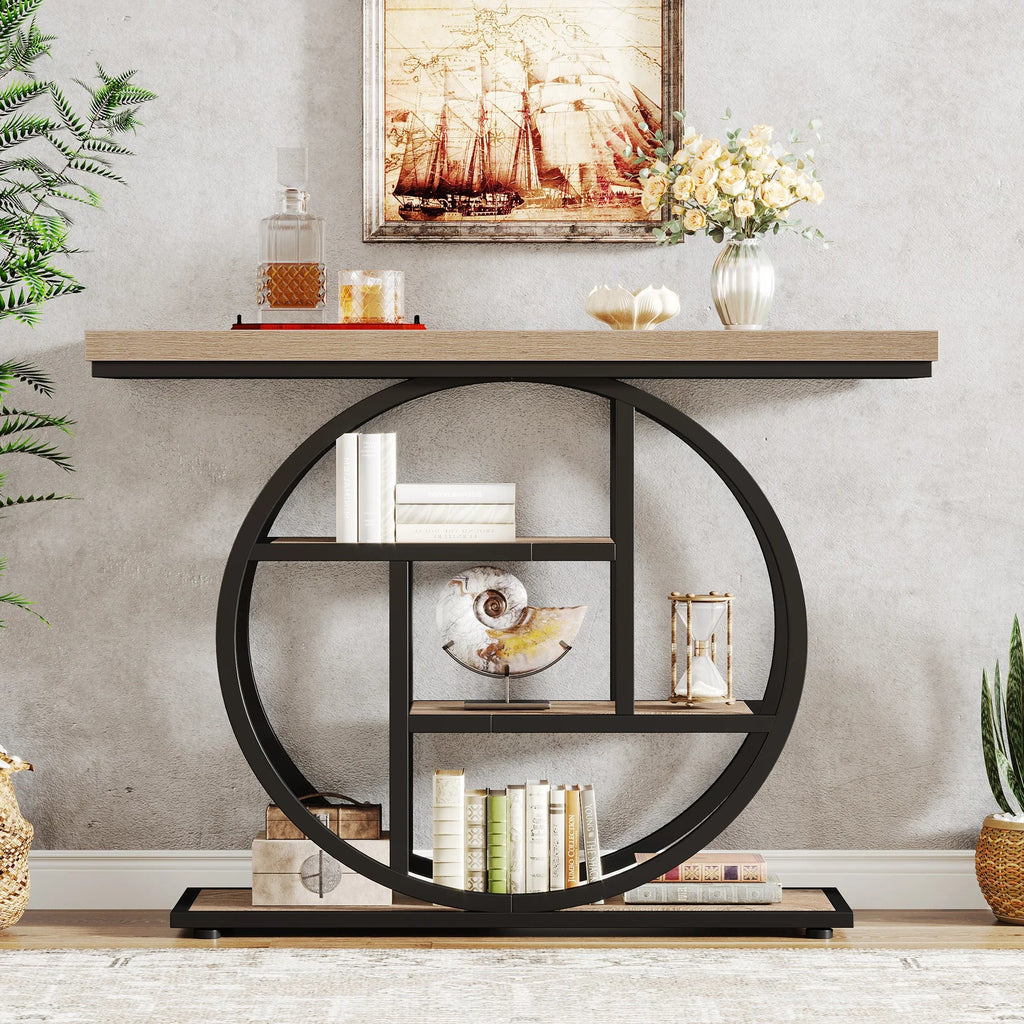 4-Tier Console Table - 41.3" Industrial Entryway Table for Living Room & Hallway