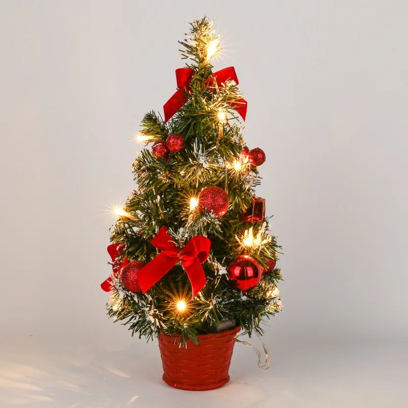 Mini LED Christmas Tree - 40cm Pre-Lit Tabletop Tree for Desk, Office & Small Spaces