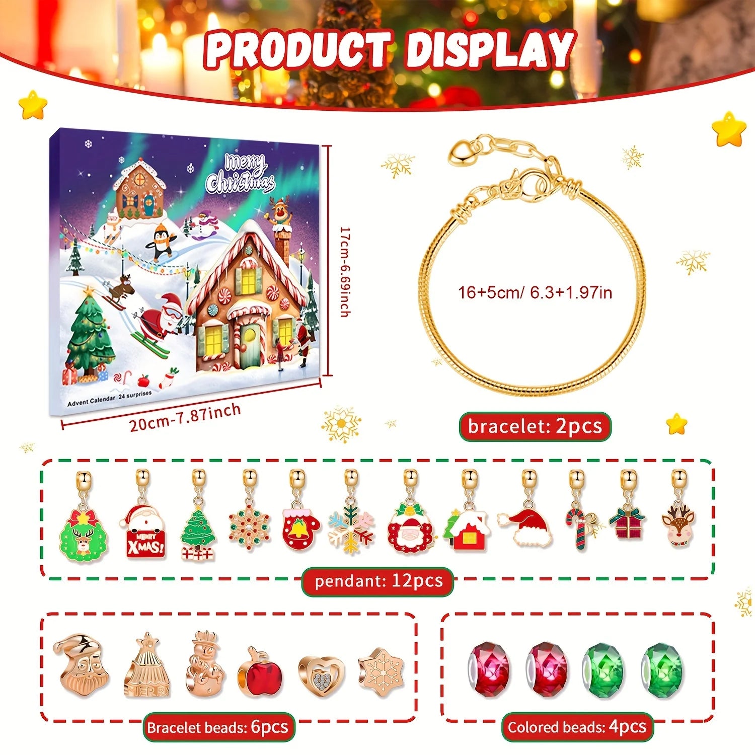 JoyfulCharm Christmas Advent Set – 24 Days of DIY Bracelet Magic
