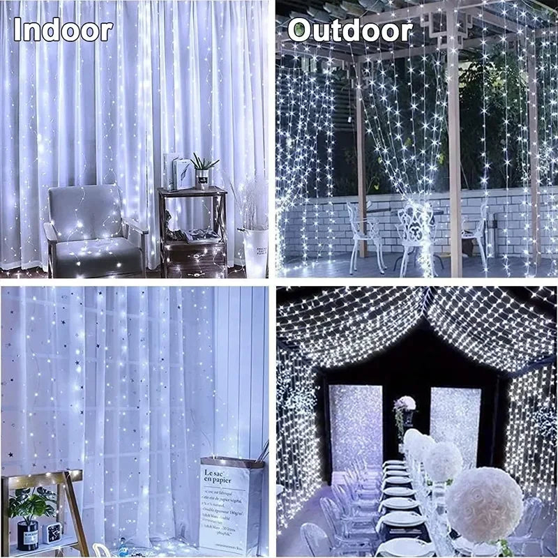 LED Curtain Fairy Lights - 3M x 1M 300 LED Warm White String Lights for Indoor & Outdoor Decor